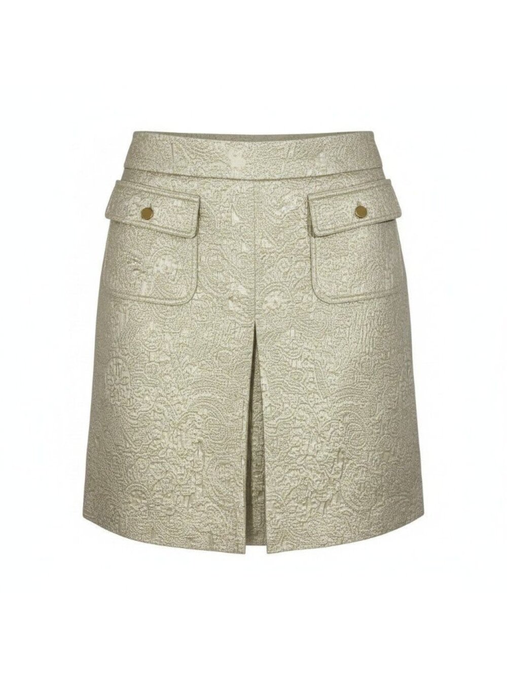 Dolce & Gabbana Ed 18 & Pencil Skirt Jacquard Knee-length Front Pocket Ivory 40